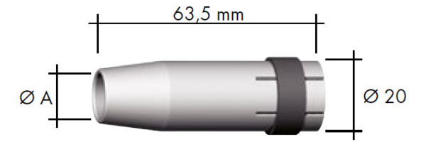 Gasdüse konisch 63,5mm NW Ø12,5