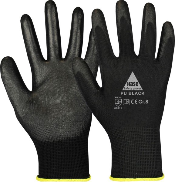 Hase Feinstrick Handschuh mit Soft-PU Beschichtung, schwarz