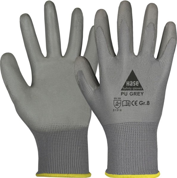 Hase Feinstrick Handschuh mit Soft-PU Beschichtung grau